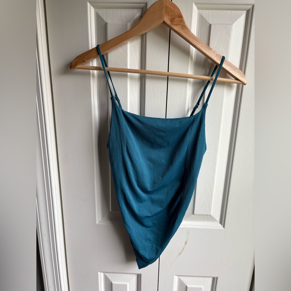 Anthropologie Womens Teal Spaghetti Strap Thong Bodysuit Size S/M